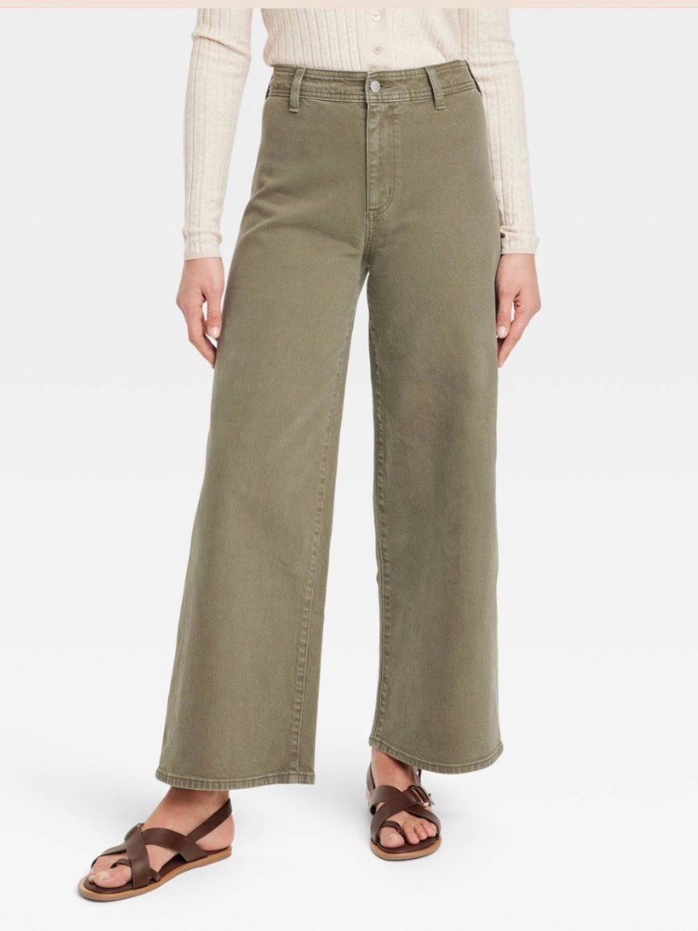 Universal Thread Olive Green Wide-Leg Flare Jeans